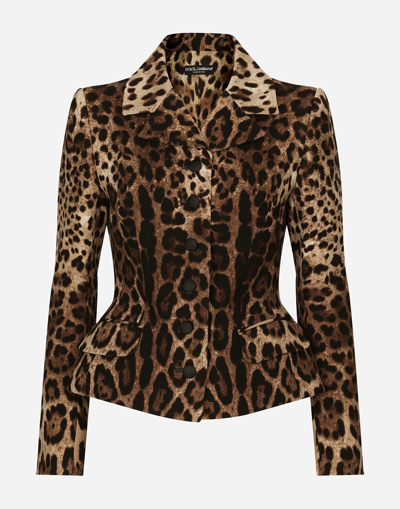 Dolce & Gabbana Single-breasted Double Crepe Jacket In Multicolor