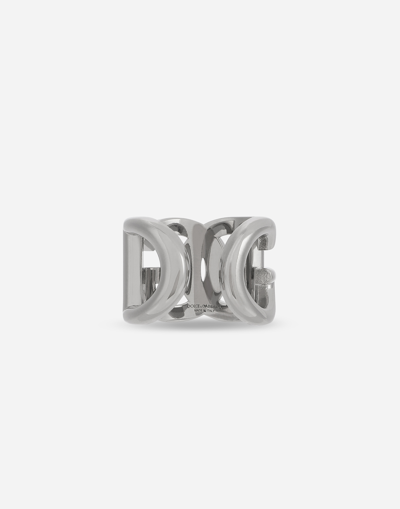 Shop Dolce & Gabbana Dg Logo Ring In Silver