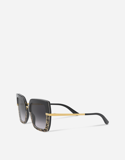 Shop Dolce & Gabbana Half Print Sunglasses In Black
