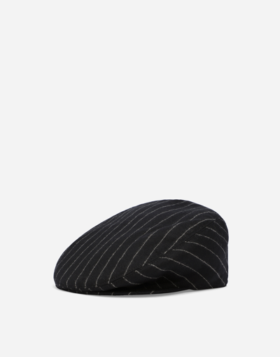 Shop Dolce & Gabbana Pinstripe Wool Flat Cap In Multicolor