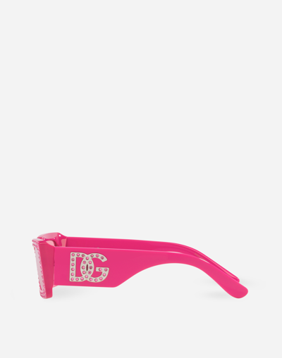 Shop Dolce & Gabbana Dg Crystal Sunglasses In Fuchsia