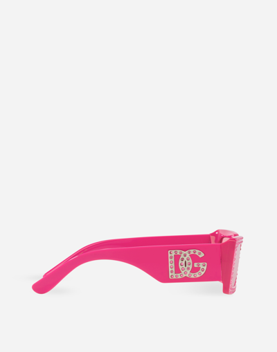 Shop Dolce & Gabbana Dg Crystal Sunglasses In Fuchsia