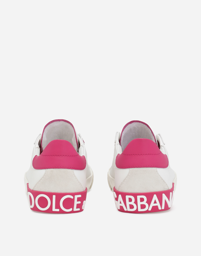 Shop Dolce & Gabbana Portofino Vintage Calfskin Sneakers In Multicolor