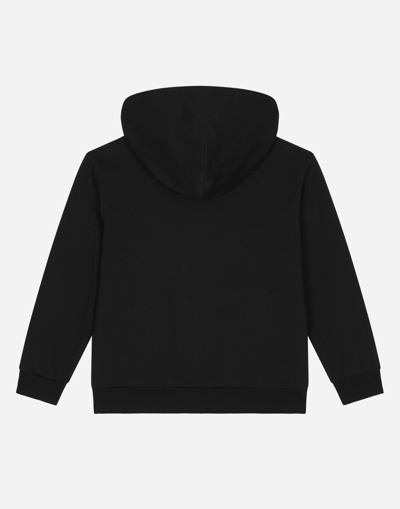 Shop Dolce & Gabbana Jersey Hoodie With Logo Print In Black