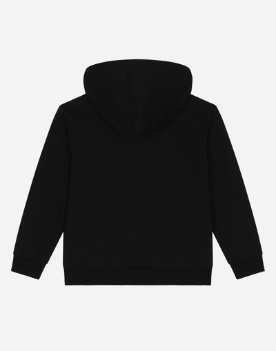 Shop Dolce & Gabbana Jersey Hoodie With Logo Print In Black