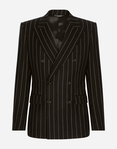Dolce & Gabbana Jacket In Pinstripe Stretch Wool In Black