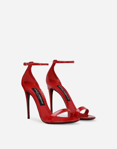 Shop Dolce & Gabbana Patent Leather Sandals In Red