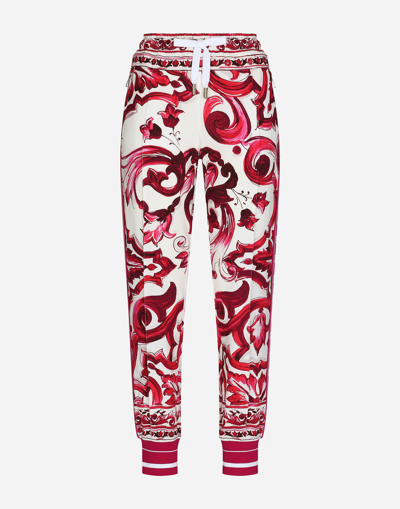 Dolce & Gabbana Majolica-print Cady Jogging Pants In Pink