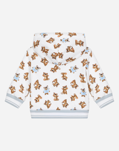 Shop Dolce & Gabbana Zip-up Jersey Hoodie With Baby Leopard In White