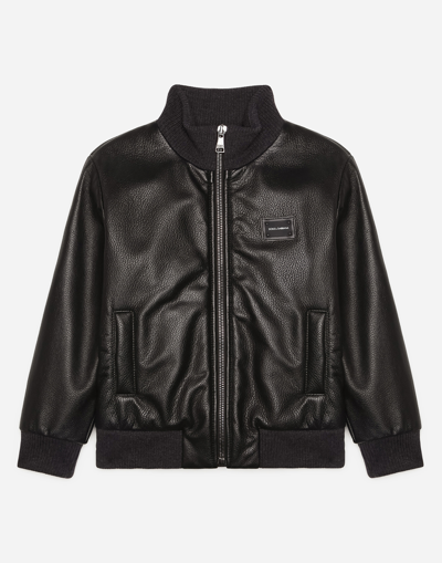 Shop Dolce & Gabbana Lambskin Bomber Jacket In Black