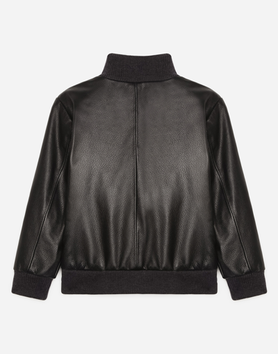 Shop Dolce & Gabbana Lambskin Bomber Jacket In Black