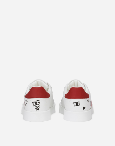 Dolce & Gabbana First Steps Portofino Light Sneakers With Poppy Print In Multicolor