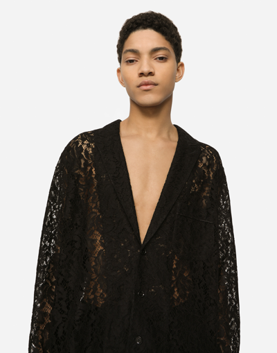 Shop Dolce & Gabbana Cordonetto Lace Shirt In Black