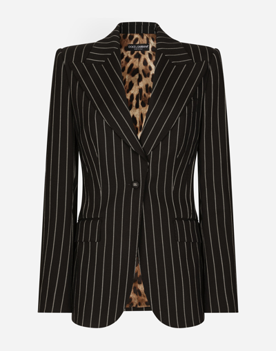 Shop Dolce & Gabbana Pinstripe Wool Turlington Blazer In Multicolor