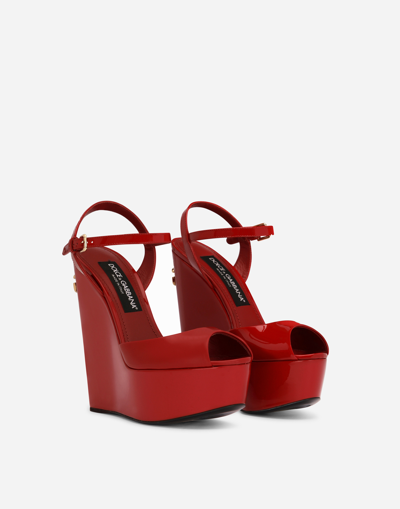 Shop Dolce & Gabbana Patent Leather Wedges In Red