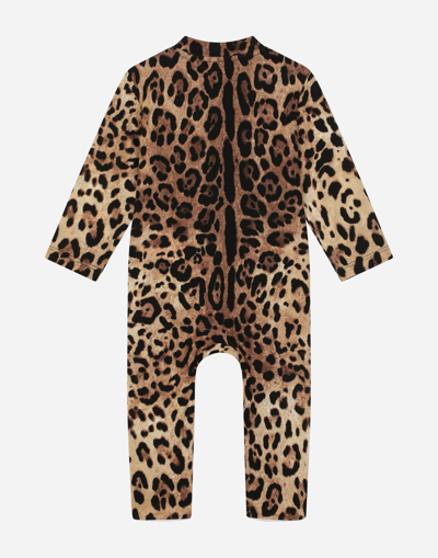 Dolce & Gabbana 3-piece Gift Set In Leopard-print Jersey In Multicolor