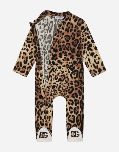 Dolce & Gabbana 3-piece Gift Set In Leopard-print Jersey In Multicolor