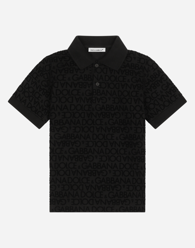 Dolce & Gabbana Logo-print Cotton Polo Shirt In Black