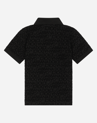 Dolce & Gabbana Logo-print Cotton Polo Shirt In Black