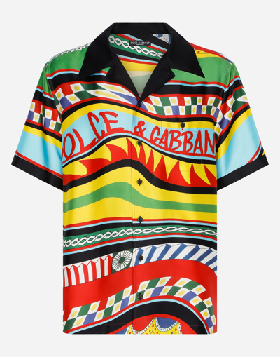 Dolce & Gabbana Carretto-print Silk Shirt In Multicolor