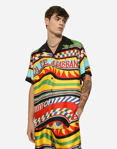 Dolce & Gabbana Carretto-print Silk Shirt In Multicolor