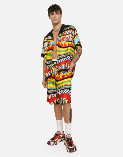 Dolce & Gabbana Carretto-print Silk Shirt In Multicolor