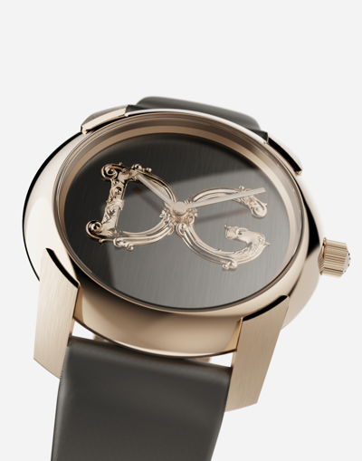 Shop Dolce & Gabbana Dg7 Barocco Watch With Grey Satin Strap In Grey/nude
