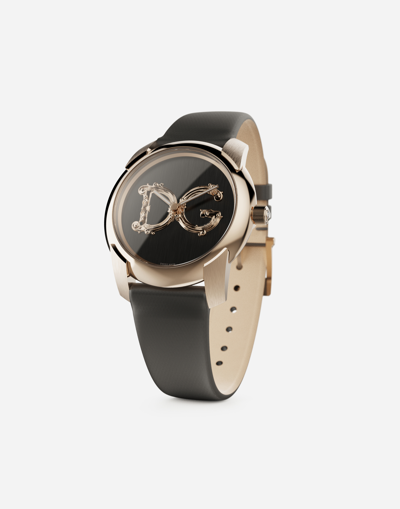 Shop Dolce & Gabbana Dg7 Barocco Watch With Grey Satin Strap In Grey/nude