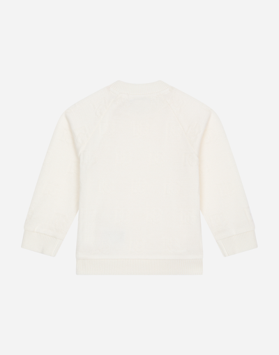 Dolce & Gabbana Round-neck Sweatshirt With Jacquard Dg Logo In White