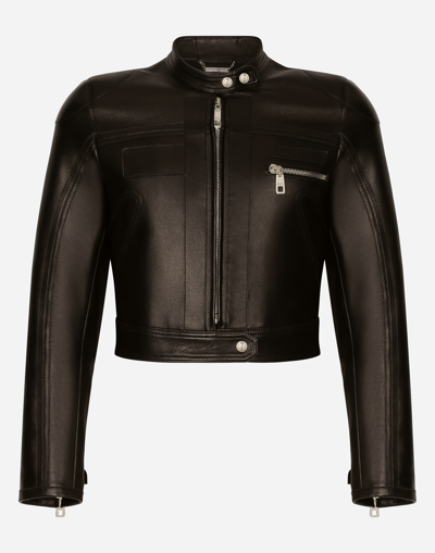 Shop Dolce & Gabbana Nappa Leather Biker Jacket In Black