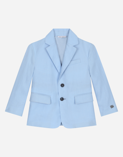Shop Dolce & Gabbana Linen Single-breasted Suit In Azure