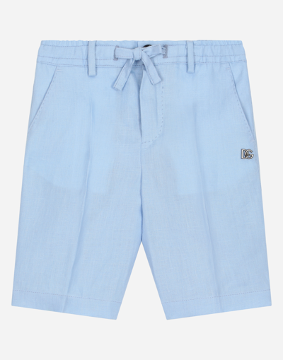 Shop Dolce & Gabbana Linen Single-breasted Suit In Azure