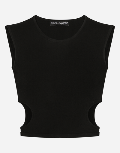 Shop Dolce & Gabbana Viscose Top With Cut-out Sides In Black