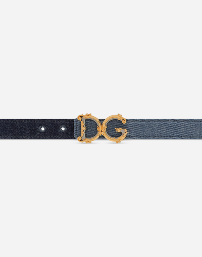 Shop Dolce & Gabbana Dg Girls Belt In Denim