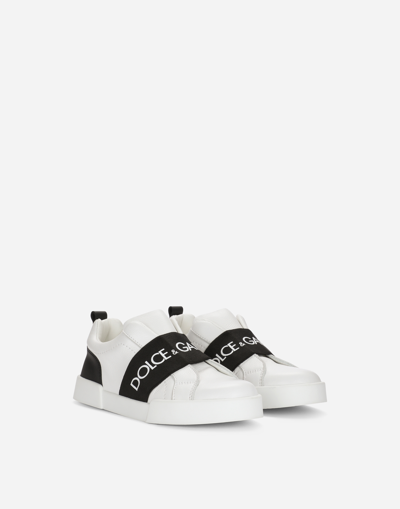 Shop Dolce & Gabbana Calfskin Portofino Slip-on Sneakers In Multicolor