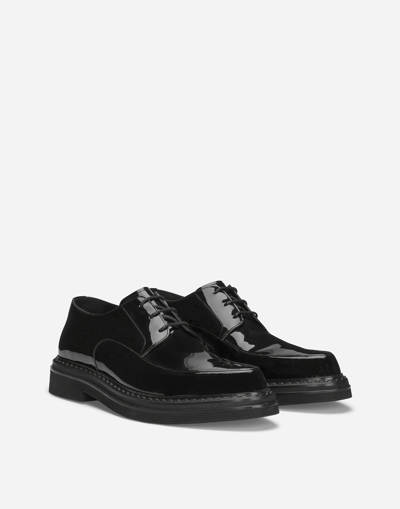 Dolce & Gabbana Patent Leather Derby Shoes In Black