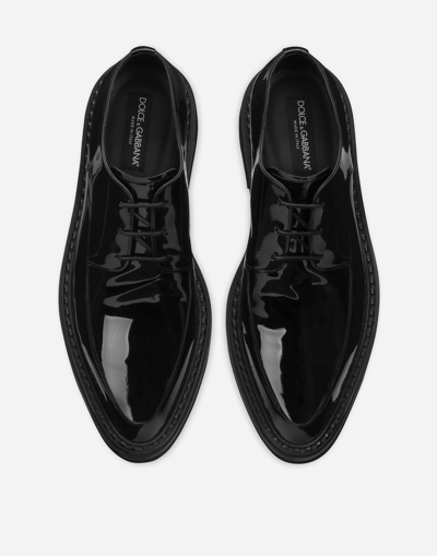 Dolce & Gabbana Patent Leather Derby Shoes In Black