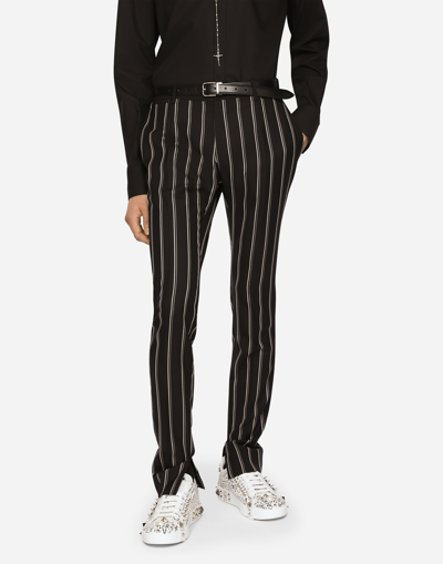 Shop Dolce & Gabbana Pinstripe Wool Sicilia-fit Suit In Multicolor