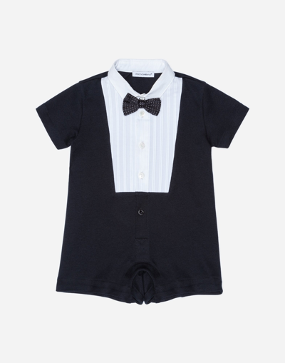 Shop Dolce & Gabbana Tuxedo Onesie In Cotton In Black