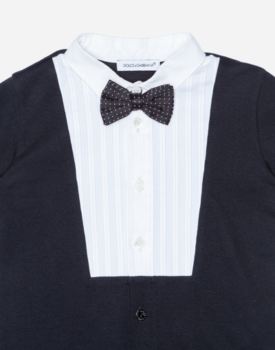 Shop Dolce & Gabbana Tuxedo Onesie In Cotton In Black