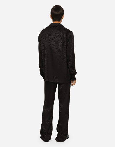 Shop Dolce & Gabbana Ocelot-design Silk Jacquard Shirt In Black