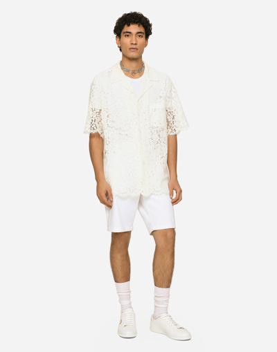 Shop Dolce & Gabbana Lace Hawaiian Shirt In White