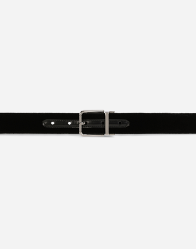 Shop Dolce & Gabbana Cotton Velvet Belt In Black