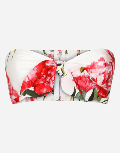 Shop Dolce & Gabbana Carnation-print Poplin Top In Multicolor