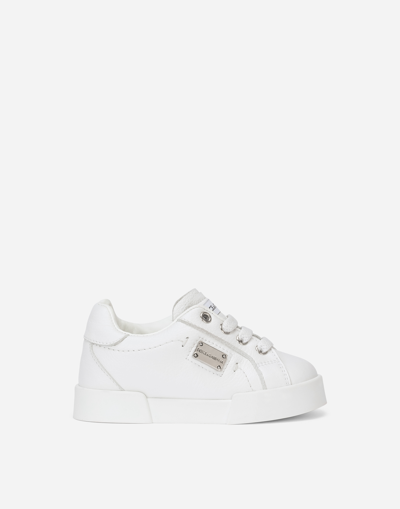 Shop Dolce & Gabbana Calfskin Portofino Light Sneakers In White