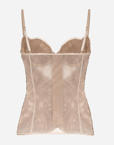 Shop Dolce & Gabbana Lace And Tulle Lingerie Top In Pale Pink
