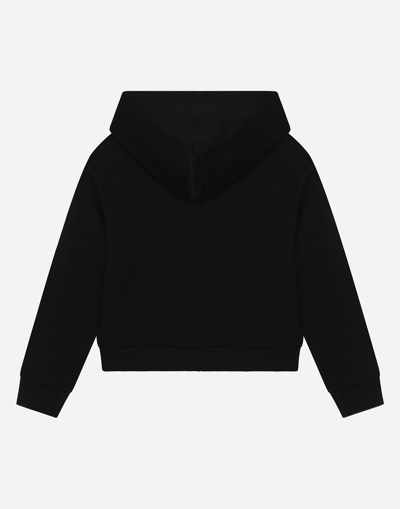 Shop Dolce & Gabbana Zip-up Hoodie With Logo Print In Black