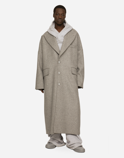 Shop Dolce & Gabbana Deconstructed Single-breasted Wool Coat In Grey