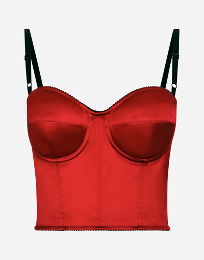 Dolce & Gabbana Satin Corset Top In Red