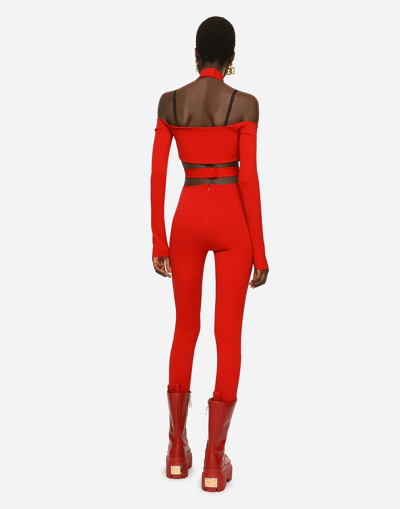Shop Dolce & Gabbana Viscose Pants With Strap Detail In Red